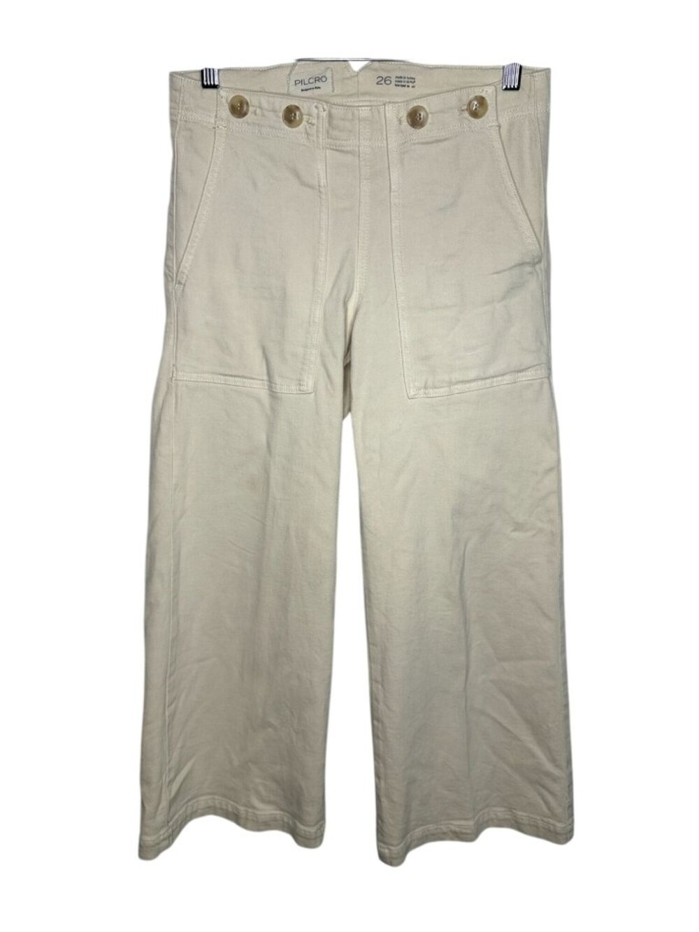 Pilcro 26 Cream Wide Leg Utility Sailor Pants Anthropologie Coastal Minimalist